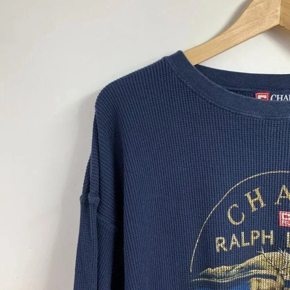 Ralph Lauren Chaps Mens Graphic Outdoor Adventure Cotton Waffle Long Sleeve SZ L - Picture 4 of 12